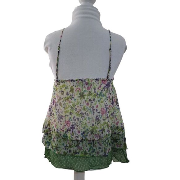 Zara Women's Sleeveless Green Floral Y2k Babydoll Coquette Top Sz Small - Picture 5 of 8